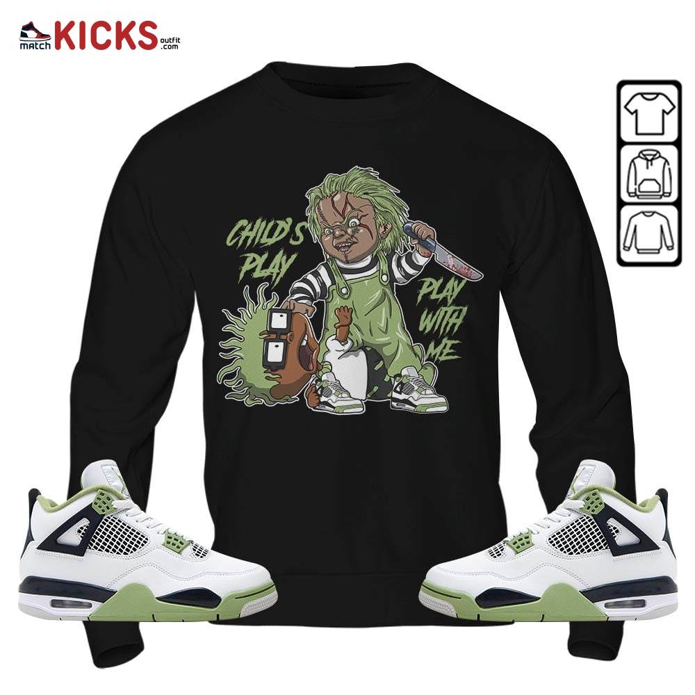 Chucky Chuckie Child’s Play Sneaker Shirt Match Retro Oil Green 4s, Jordan 4 Oil Green MKO Sweatshirt Chucky Chuckie Child’s Play Sneaker Shirt Match Retro Oil Green 4s, Jordan 4 Oil Green MKO Sweatshirt