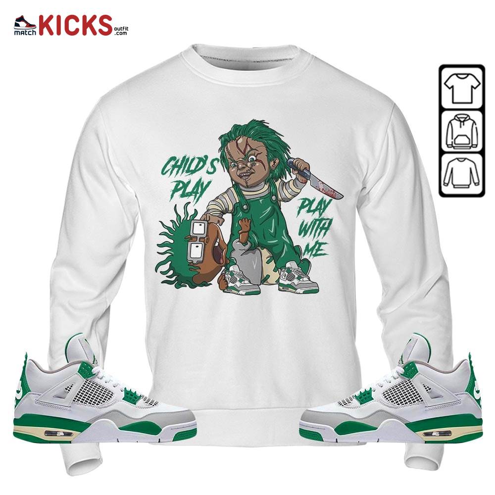 Chucky Chuckie Child’s Play Sneaker Shirt Match Retro Pine Green 4s, Jordan 4 Pine Green MKO Sweatshirt