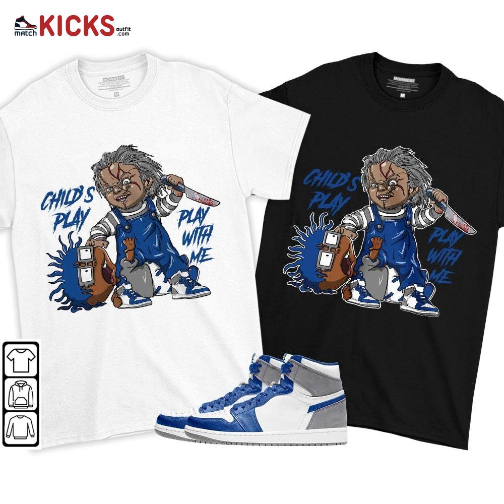 Chucky Chuckie Child’s Play Sneaker Shirt Match True Blue 1s, Jordan 1 High OG True Blue MKO T-Shirt Chucky Chuckie Child’s Play Sneaker Shirt Match True Blue 1s, Jordan 1 High OG True Blue MKO T-Shirt