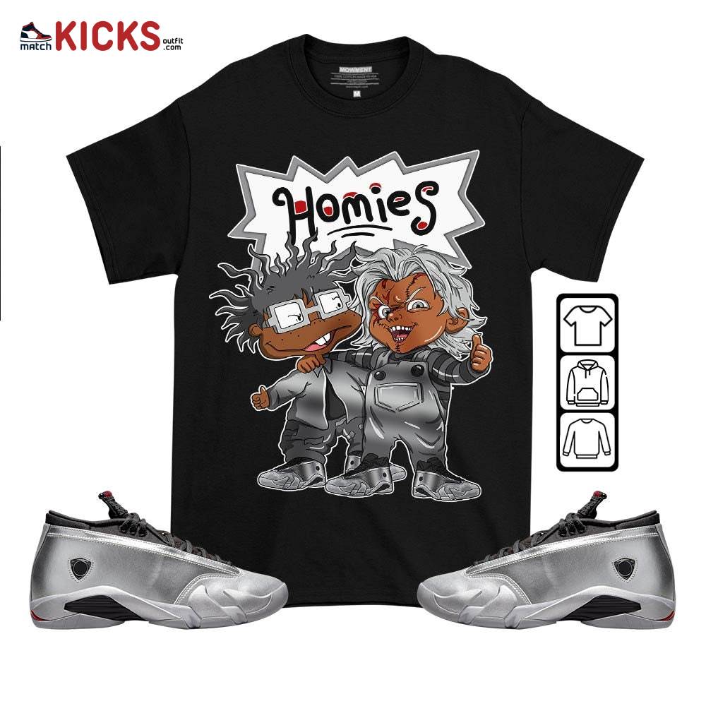Chucky Chuckie Homie Sneaker Shirt Match 14 Low Metallic Silver, Jordan 14 Metallic Silver MKO T-Shirt