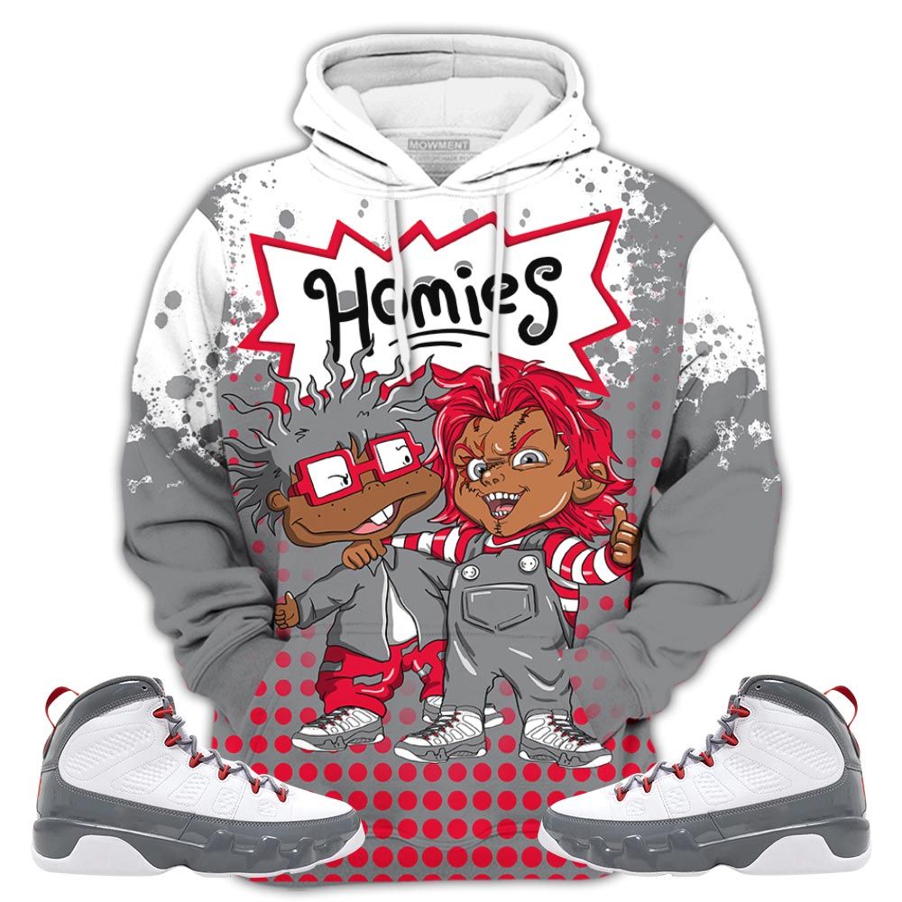 Chucky Chuckie Homie Sneaker Shirt Match Fire Red 9S, Jordan 9 Retro Fire Red Hoodie Sweatshirt Tee All Over Print MKO Shirt