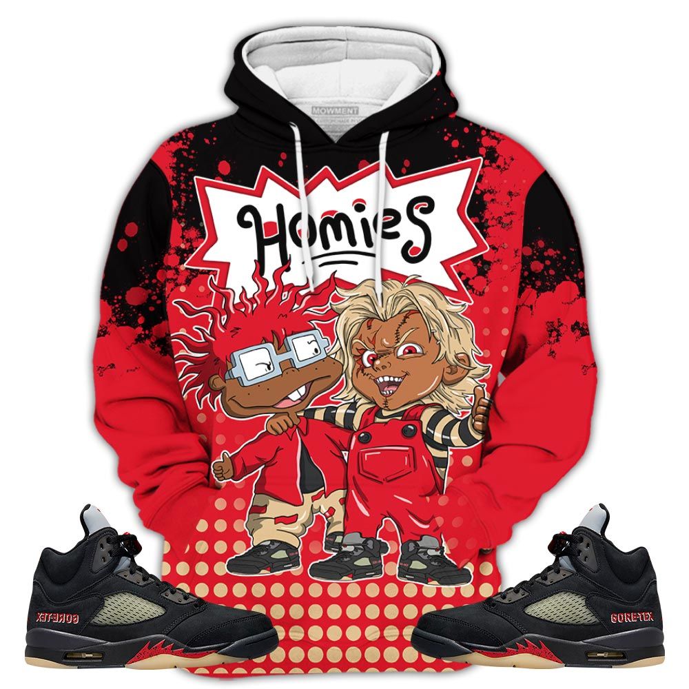 Chucky Chuckie Homie Sneaker Shirt Match Gore-Tex 5S, Jordan 5 Gore-Tex Off Noir Hoodie Sweatshirt Tee All Over Print MKO Shirt