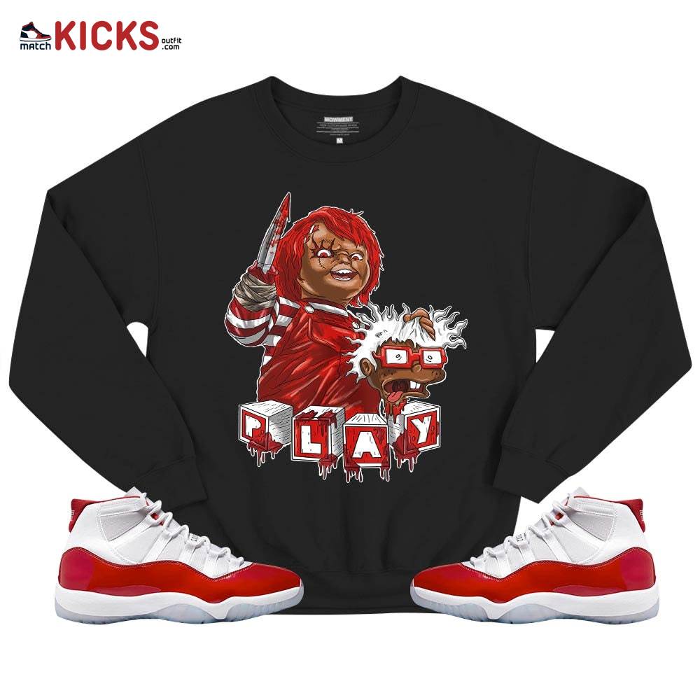 Chucky Chuckie Kills Halloween Sneaker Shirt Match Cherry 11s, Jordan 11 Retro Cherry MKO T-Shirt Chucky Chuckie Kills Halloween Sneaker Shirt Match Cherry 11s, Jordan 11 Retro Cherry MKO T-Shirt