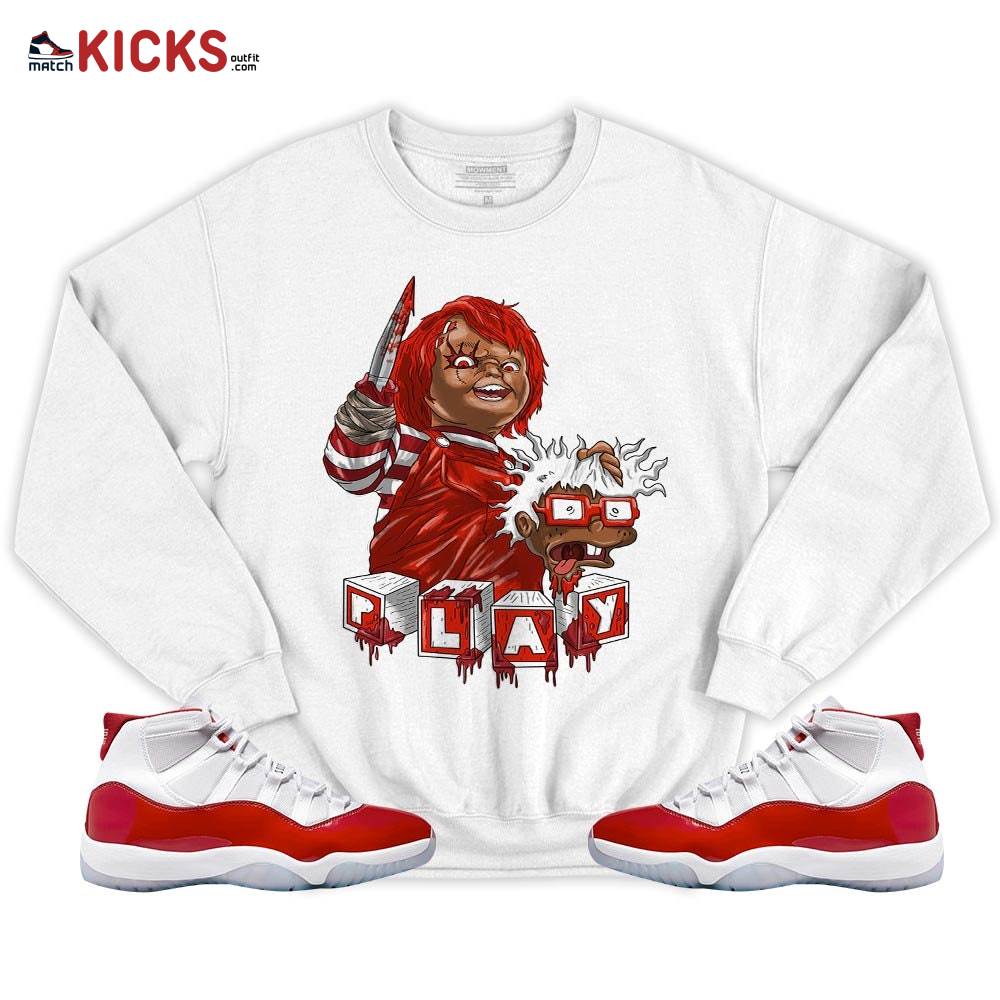 Chucky Chuckie Kills Halloween Sneaker Shirt Match Cherry 11s, Jordan 11 Retro Cherry MKO T-Shirt Chucky Chuckie Kills Halloween Sneaker Shirt Match Cherry 11s, Jordan 11 Retro Cherry MKO T-Shirt