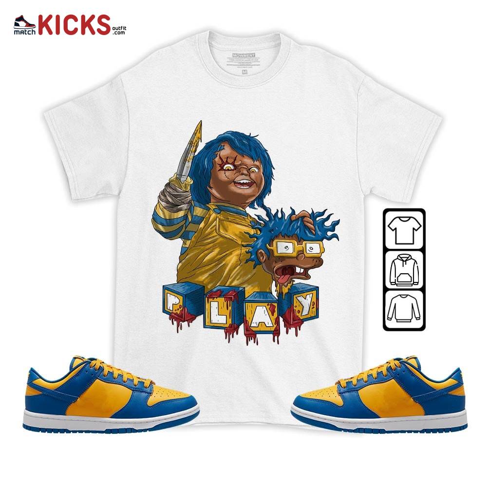 Chucky Chuckie Kills Halloween Sneaker Shirt Match Dunk Low Blue Yellow, Dunk Low Blue Jay MKO T-Shirt Chucky Chuckie Kills Halloween Sneaker Shirt Match Dunk Low Blue Yellow, Dunk Low Blue Jay MKO T-Shirt