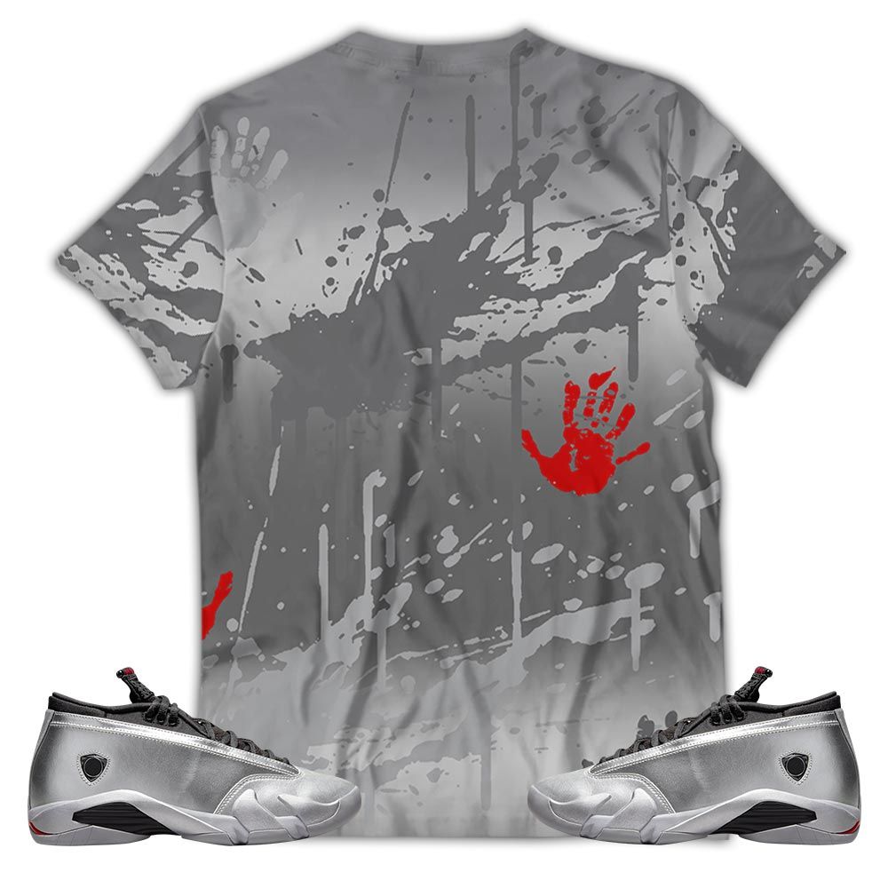 Chucky Chuckie Kills Sneaker Shirt Match 14 Low Metallic Silver, Jordan 14 Metallic Silver Hoodie Sweatshirt Tee All Over Print MKO Shirt