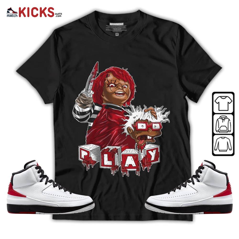 Chucky Chuckie Kills Sneaker Shirt Match 2 Chicago Varsity Red, Jordan Retro 2 Chicago MKO T-Shirt