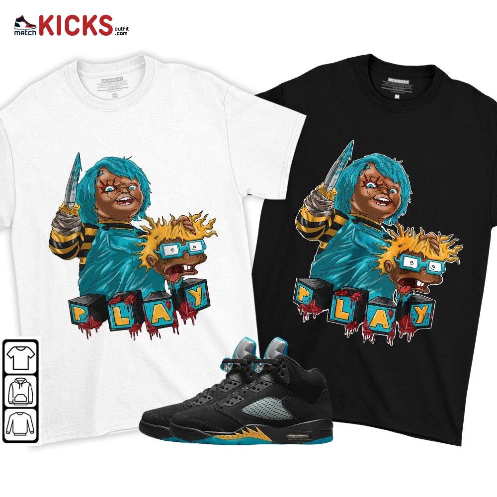Chucky Chuckie Kills Sneaker Shirt Match 2023 Retro Aqua 5s, Jordan 5 Aqua MKO T-Shirt