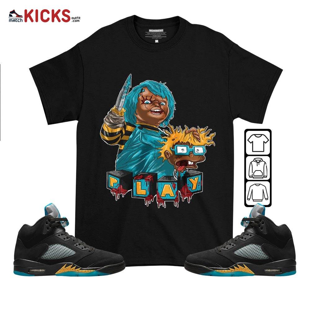 Chucky Chuckie Kills Sneaker Shirt Match 2023 Retro Aqua 5s, Jordan 5 Aqua MKO T-Shirt