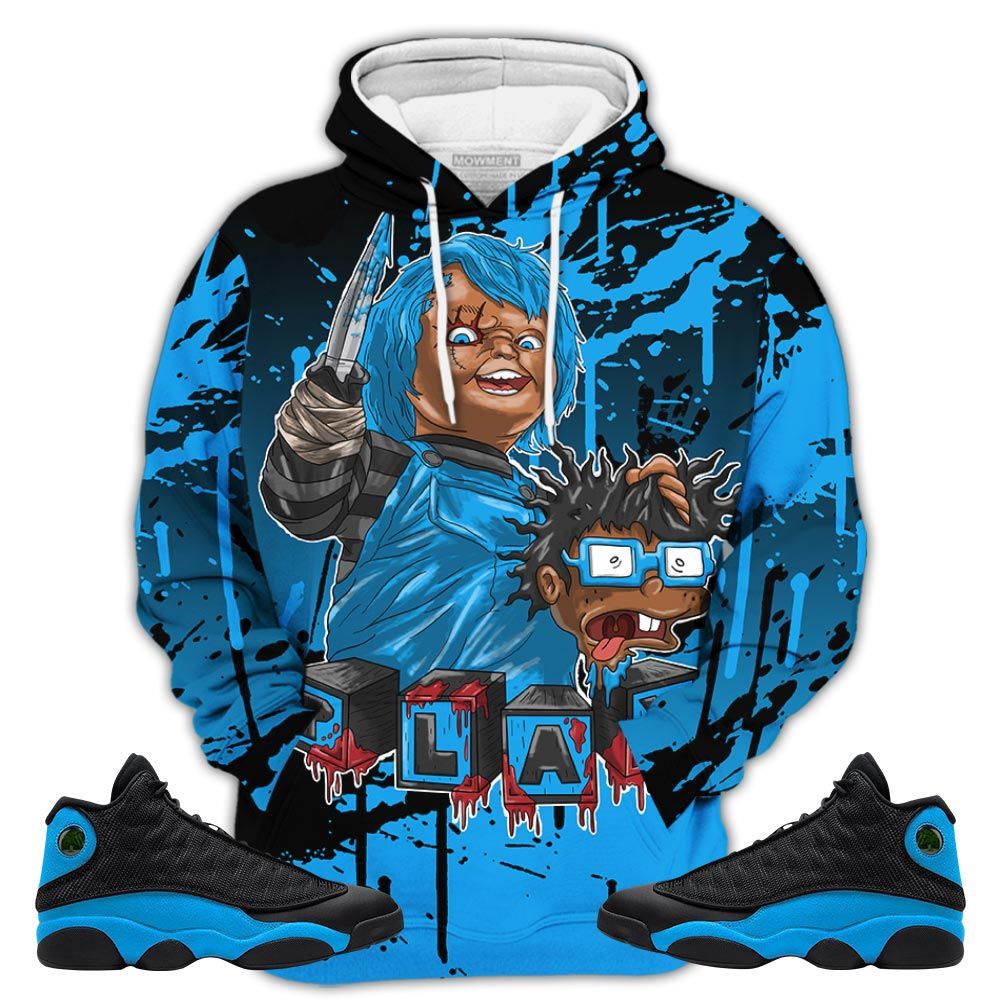 Chucky Chuckie Kills Sneaker Shirt Match Black University Blue 13S, Jordan 13 Black University Blue 2022 Hoodie Sweatshirt Tee All Over Print MKO Shirt Chucky Chuckie Kills Sneaker Shirt Match Black University Blue 13S, Jordan 13 Black University Blue 2022 Hoodie Sweatshirt Tee All Over Print MKO Shirt