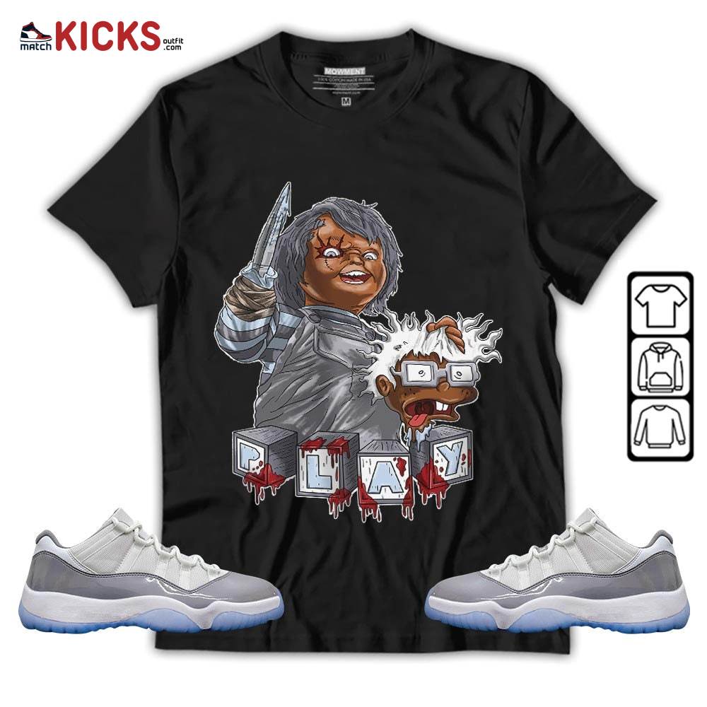 Chucky Chuckie Kills Sneaker Shirt Match Cement Grey 11s, Jordan 11 Low Cement Grey MKO T-Shirt