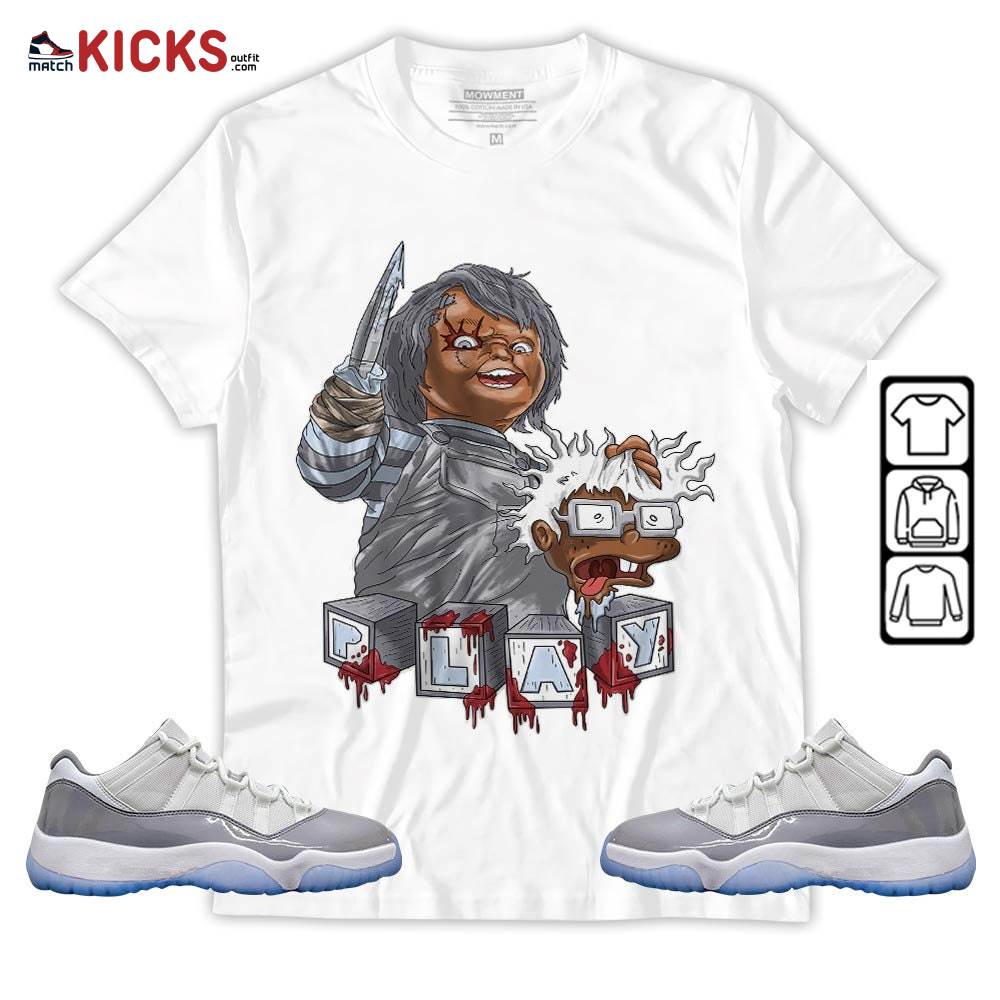 Chucky Chuckie Kills Sneaker Shirt Match Cement Grey 11s, Jordan 11 Low Cement Grey MKO T-Shirt Chucky Chuckie Kills Sneaker Shirt Match Cement Grey 11s, Jordan 11 Low Cement Grey MKO T-Shirt