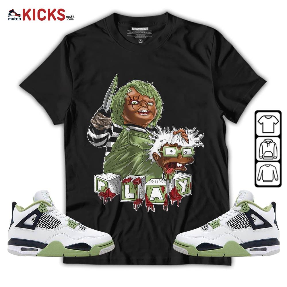 Chucky Chuckie Kills Sneaker Shirt Match Retro Oil Green 4s, Jordan 4 Oil Green MKO T-Shirt