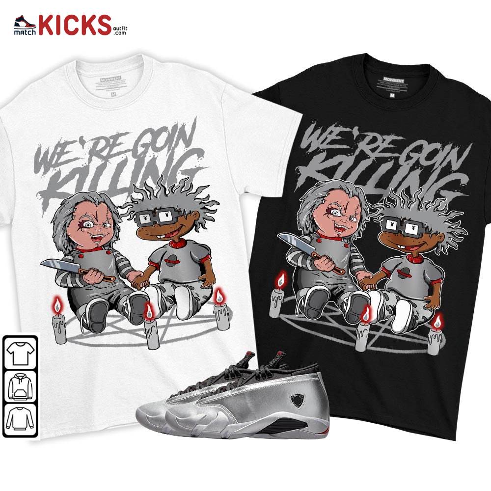 Chucky Chuckie Rugrats Horror Sneaker Shirt Match 14 Low Metallic Silver, Jordan 14 Metallic Silver MKO T-Shirt