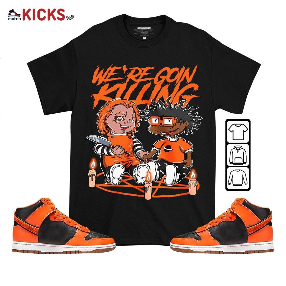 Chucky Chuckie Rugrats Horror Sneaker Shirt Match Dunk Black Orange, Dunk High GS Safety Orange MKO T-Shirt