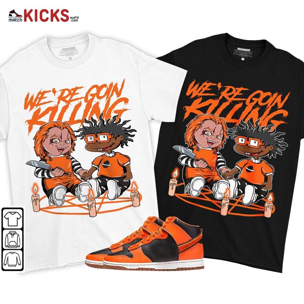 Chucky Chuckie Rugrats Horror Sneaker Shirt Match Dunk Black Orange, Dunk High GS Safety Orange MKO T-Shirt Chucky Chuckie Rugrats Horror Sneaker Shirt Match Dunk Black Orange, Dunk High GS Safety Orange MKO T-Shirt