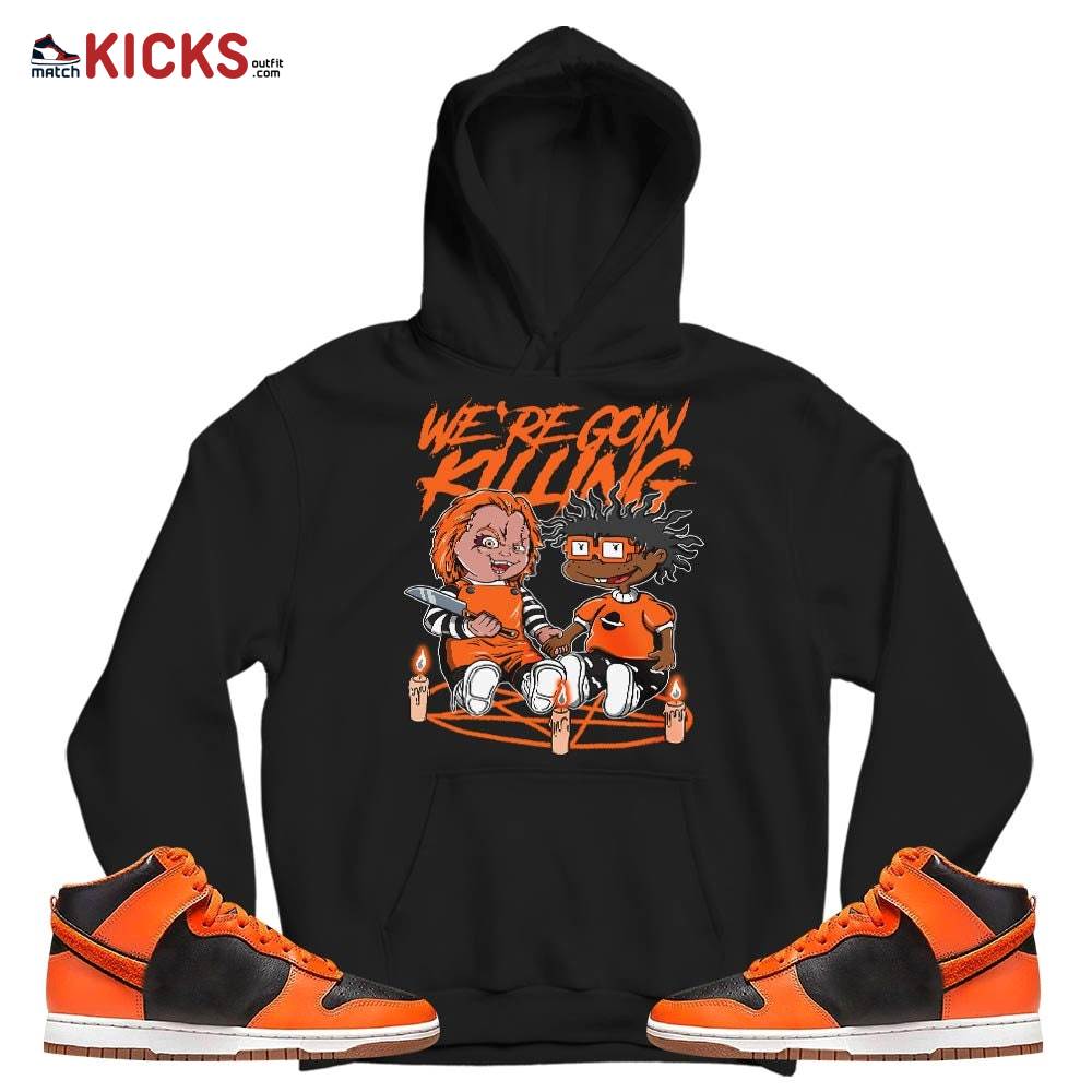 Chucky Chuckie Rugrats Horror Sneaker Shirt Match Dunk Black Orange, Dunk High GS Safety Orange MKO T-Shirt Chucky Chuckie Rugrats Horror Sneaker Shirt Match Dunk Black Orange, Dunk High GS Safety Orange MKO T-Shirt