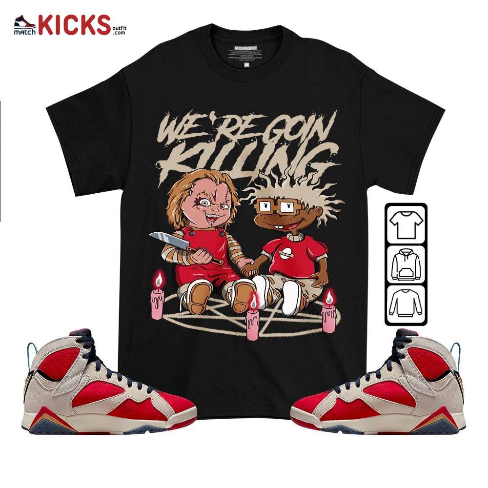 Chucky Chuckie Rugrats Horror Sneaker Shirt Match Trophy Room 7s, Jordan 7 Trophy Room MKO T-Shirt