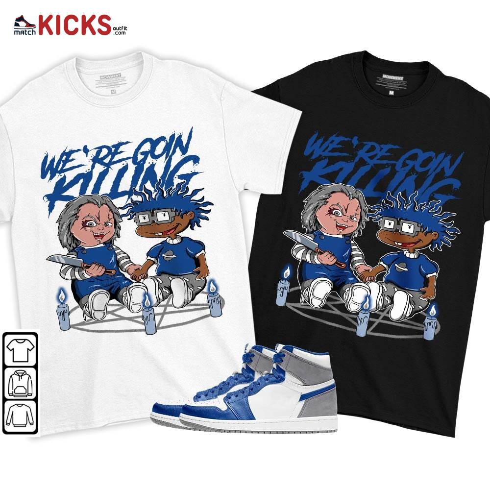 Chucky Chuckie Rugrats Horror Sneaker Shirt Match True Blue 1s, Jordan 1 High OG True Blue MKO T-Shirt Chucky Chuckie Rugrats Horror Sneaker Shirt Match True Blue 1s, Jordan 1 High OG True Blue MKO T-Shirt