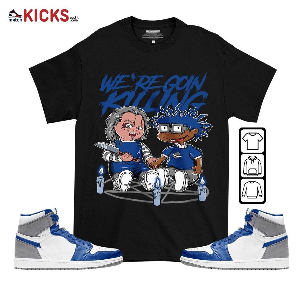 Chucky Chuckie Rugrats Horror Sneaker Shirt Match True Blue 1s, Jordan 1 High OG True Blue MKO T-Shirt