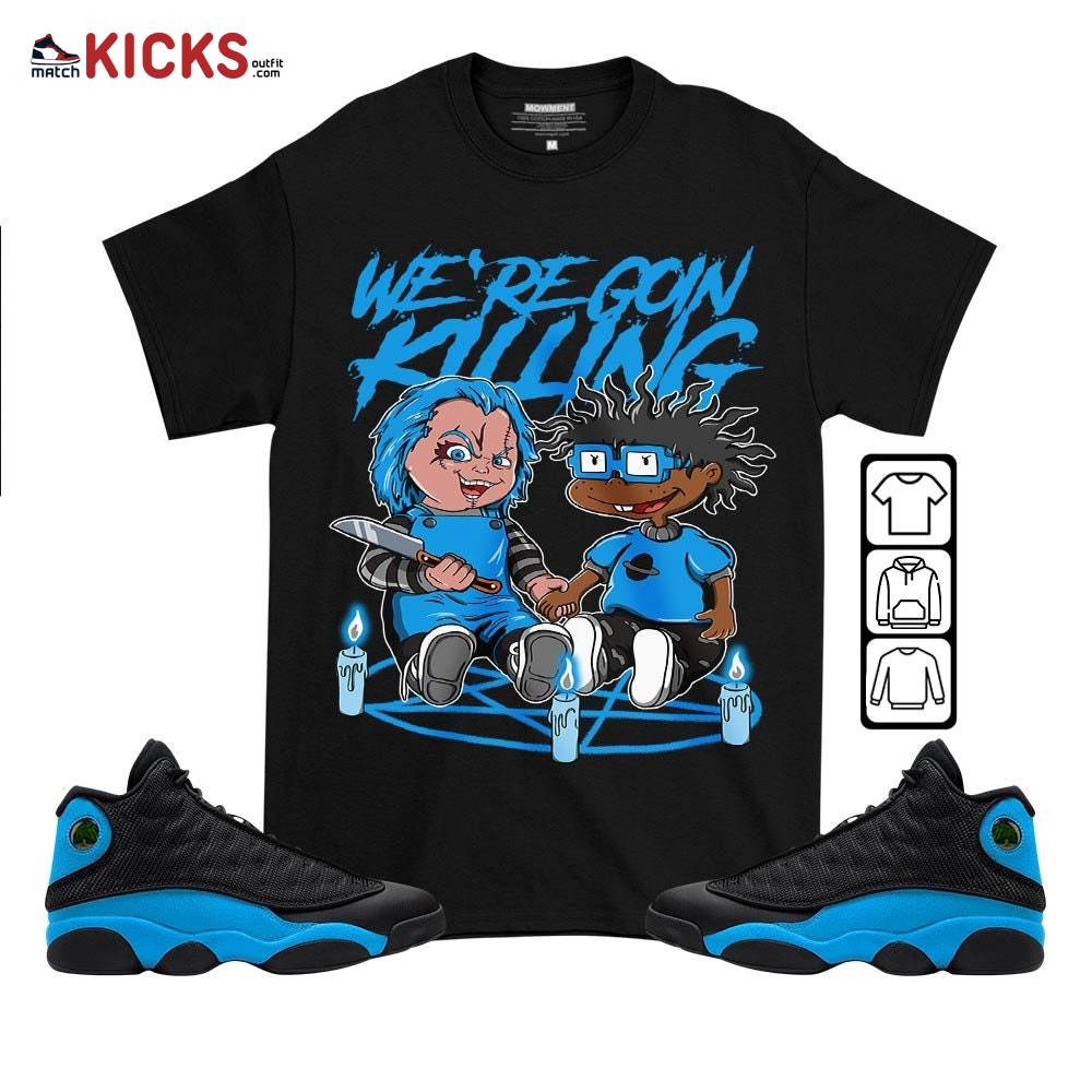 Chucky Chuckie Rugrats Sneaker Shirt Match Black University Blue 13s, Jordan 13 Black University Blue 2022 MKO T-Shirt