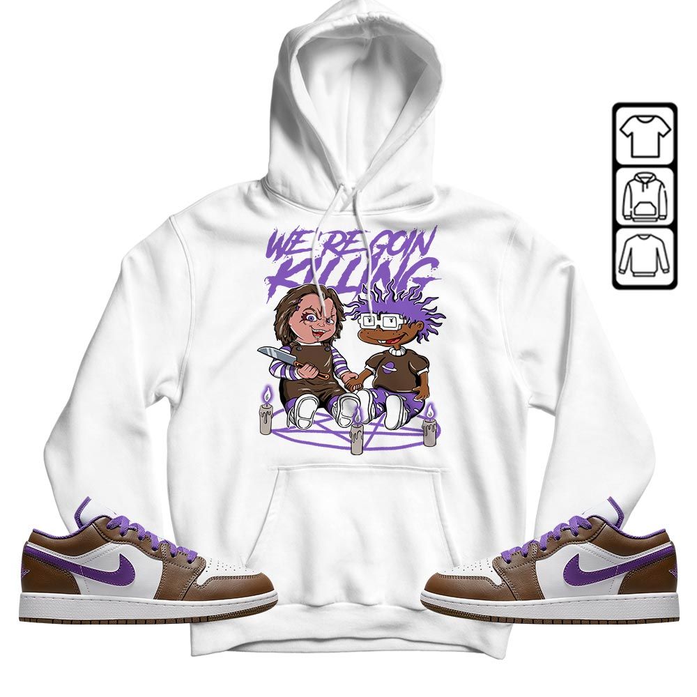 Chucky Horror Sneaker Shirt Match Purple Mocha 1s, Jordan 1 Low Purple Mocha MKO T-Shirt