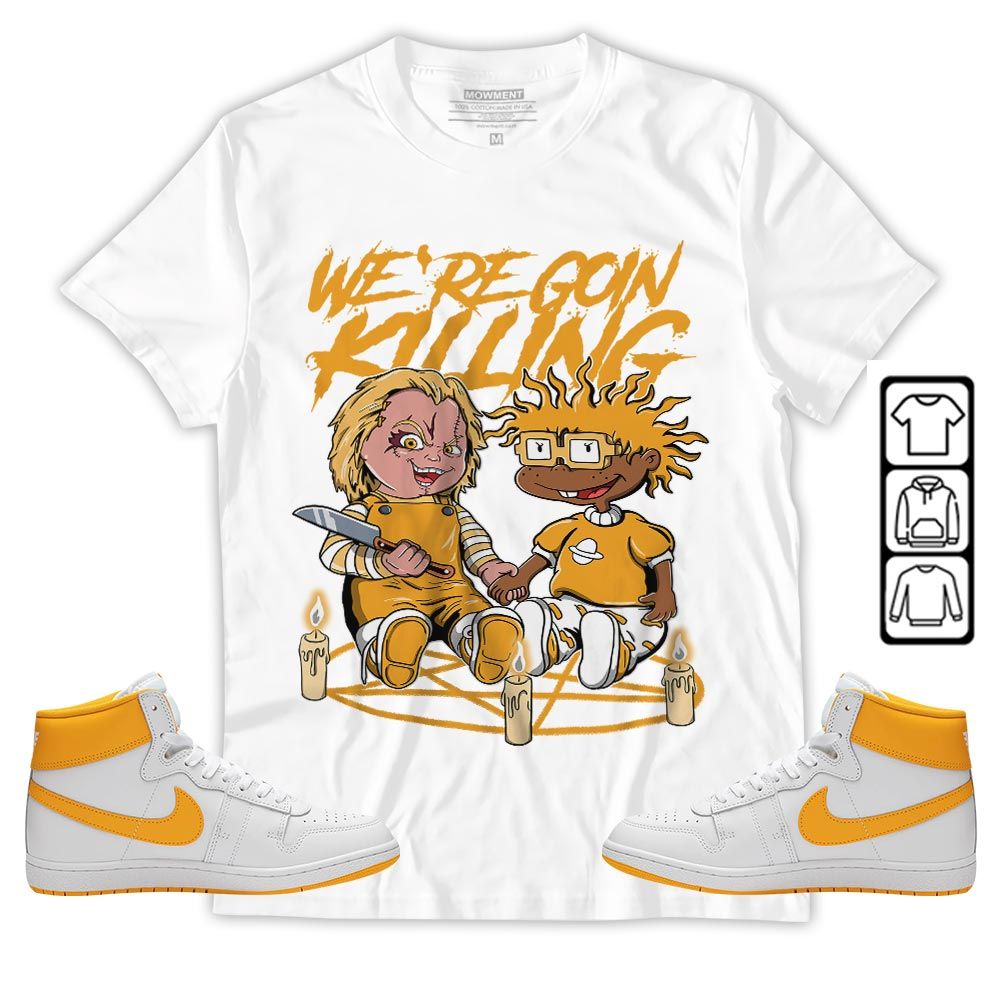 Chucky Horror Sneaker Shirt Match University Gold, Ship SP University Gold MKO T-Shirt Chucky Horror Sneaker Shirt Match University Gold, Ship SP University Gold MKO T-Shirt