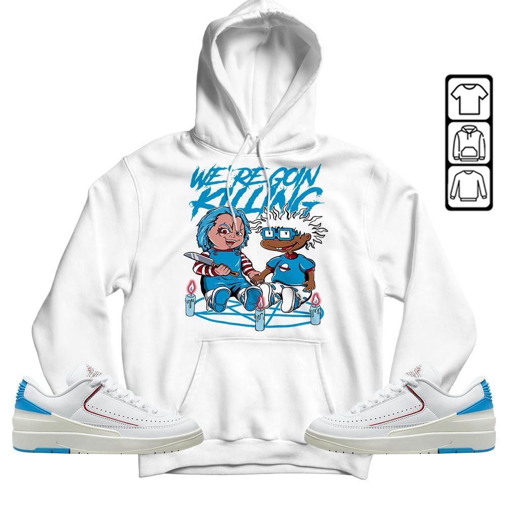 Chucky Horror Sneaker Shirt Match University To Chicago 2s, Jordan 2 Low Blue To Chicago MKO T-Shirt