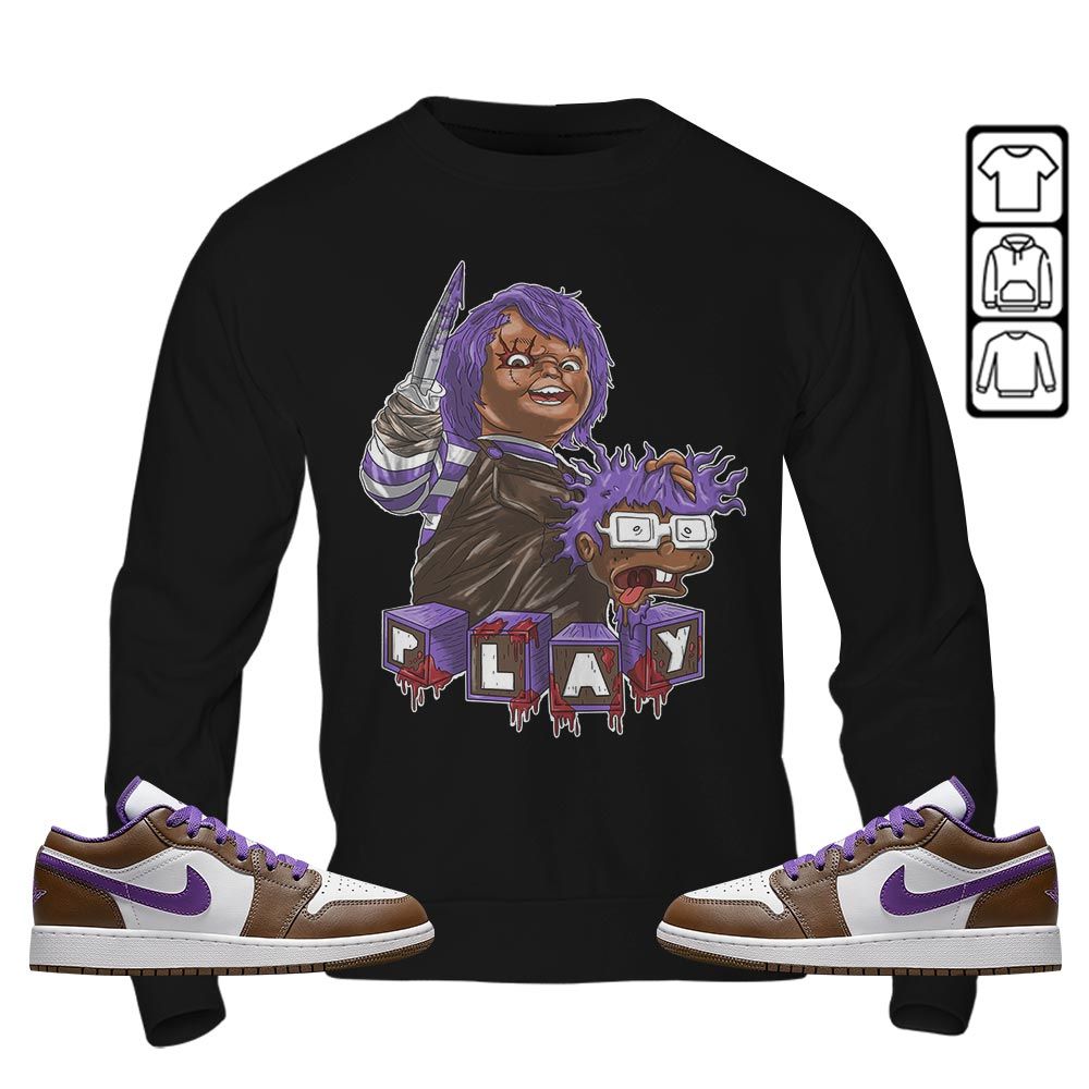 Chucky Kills Sneaker Shirt Match Purple Mocha 1s, Jordan 1 Low Purple Mocha MKO T-Shirt Chucky Kills Sneaker Shirt Match Purple Mocha 1s, Jordan 1 Low Purple Mocha MKO T-Shirt