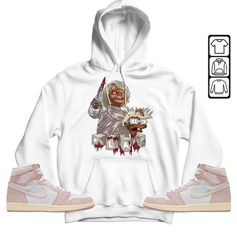 Chucky Kills Sneaker Shirt Match Retro Washed Pink 1s, Jordan 1 High OG Washed Pink MKO T-Shirt