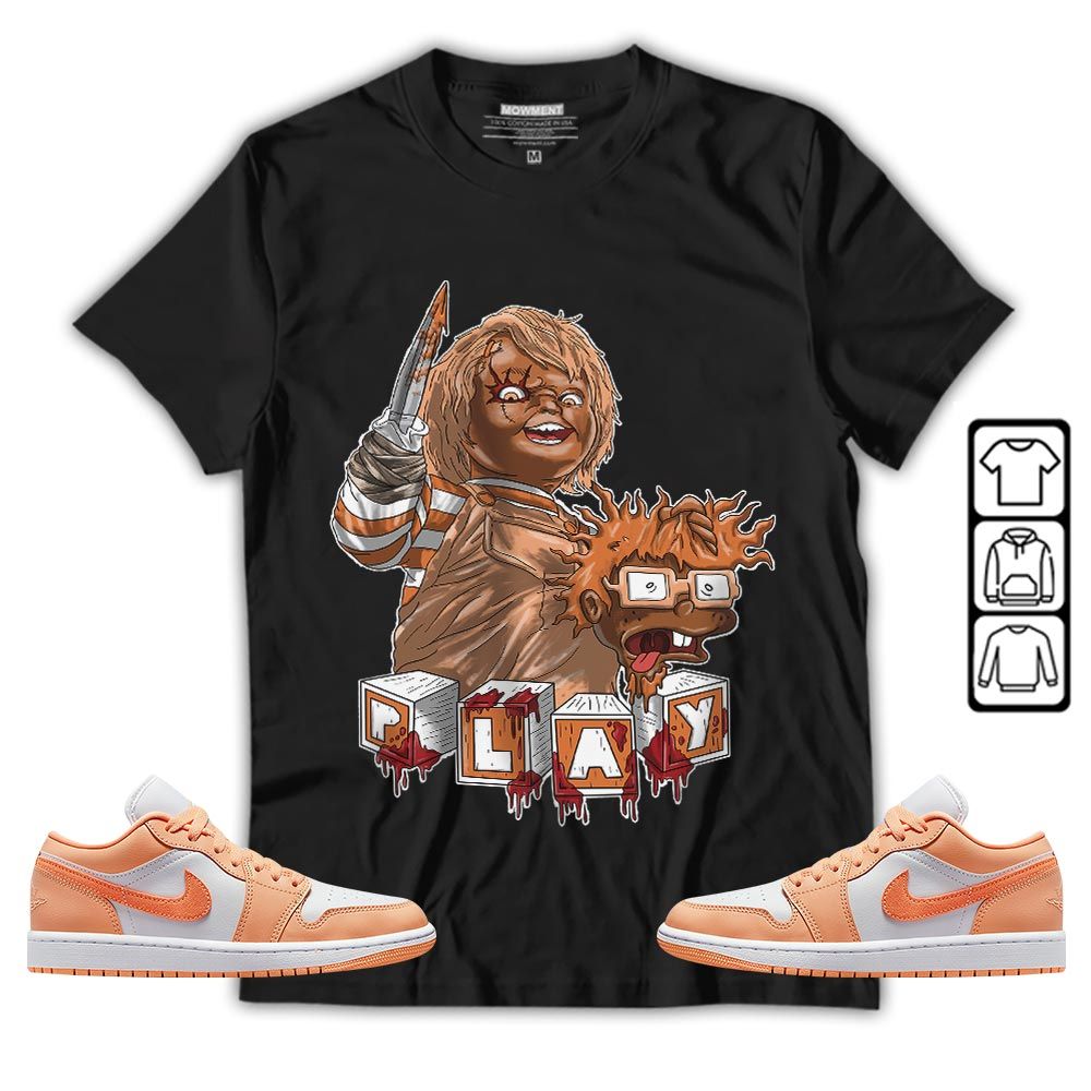 Chucky Kills Sneaker Shirt Match Sunset Haze 1s, Jordan 1 Low Sunset Haze MKO T-Shirt