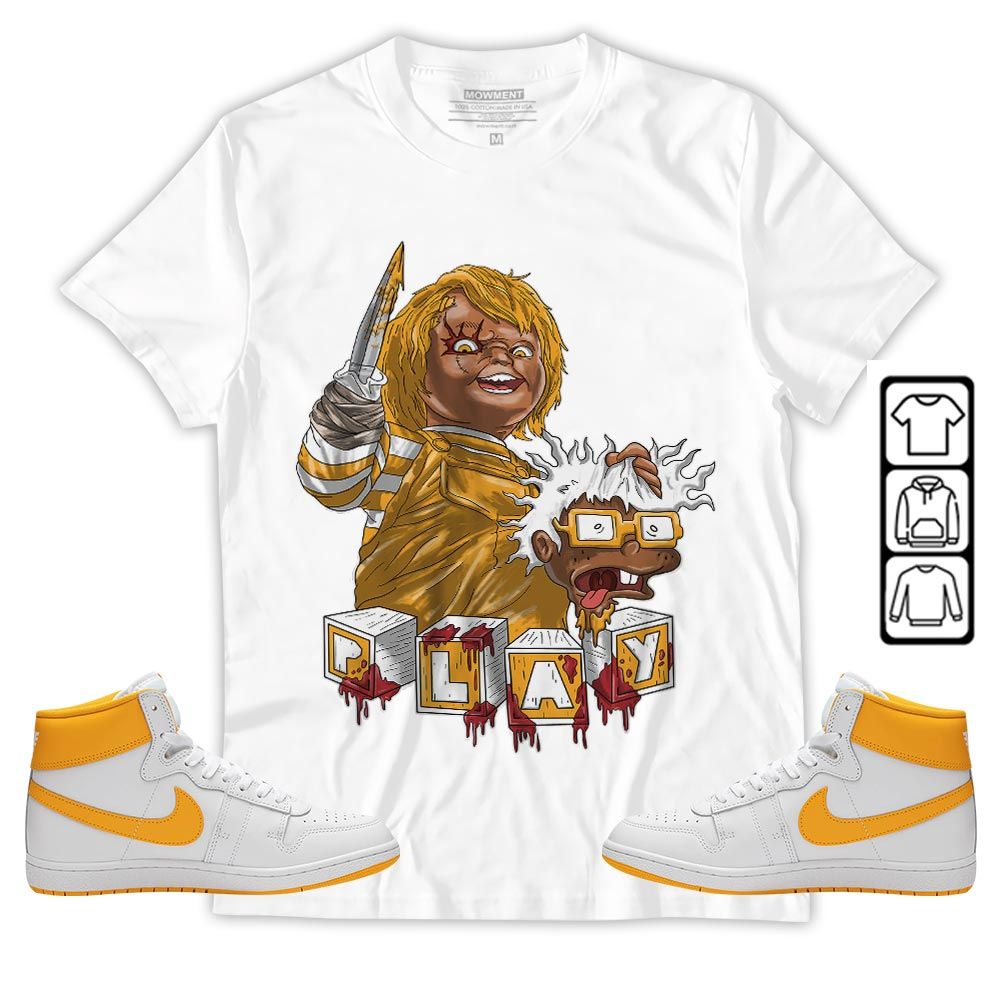Chucky Kills Sneaker Shirt Match University Gold, Ship SP University Gold MKO T-Shirt Chucky Kills Sneaker Shirt Match University Gold, Ship SP University Gold MKO T-Shirt