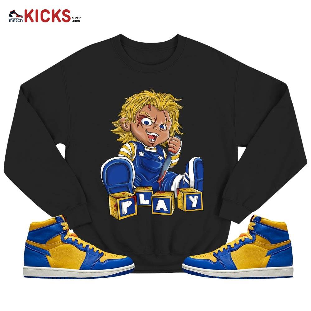 Chucky Play Horror Sneaker Shirt Match 2023 Laney 1s, Jordan 1 Retro High Laney MKO T-Shirt Chucky Play Horror Sneaker Shirt Match 2023 Laney 1s, Jordan 1 Retro High Laney MKO T-Shirt