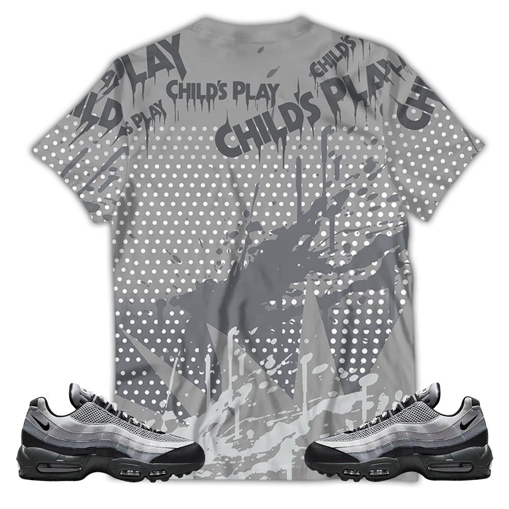 Chucky Play Horror Sneaker Shirt Match 95 Reflective Safari Grey, Air Max 95 Reflective Safari Hoodie Sweatshirt Tee All Over Print MKO Shirt