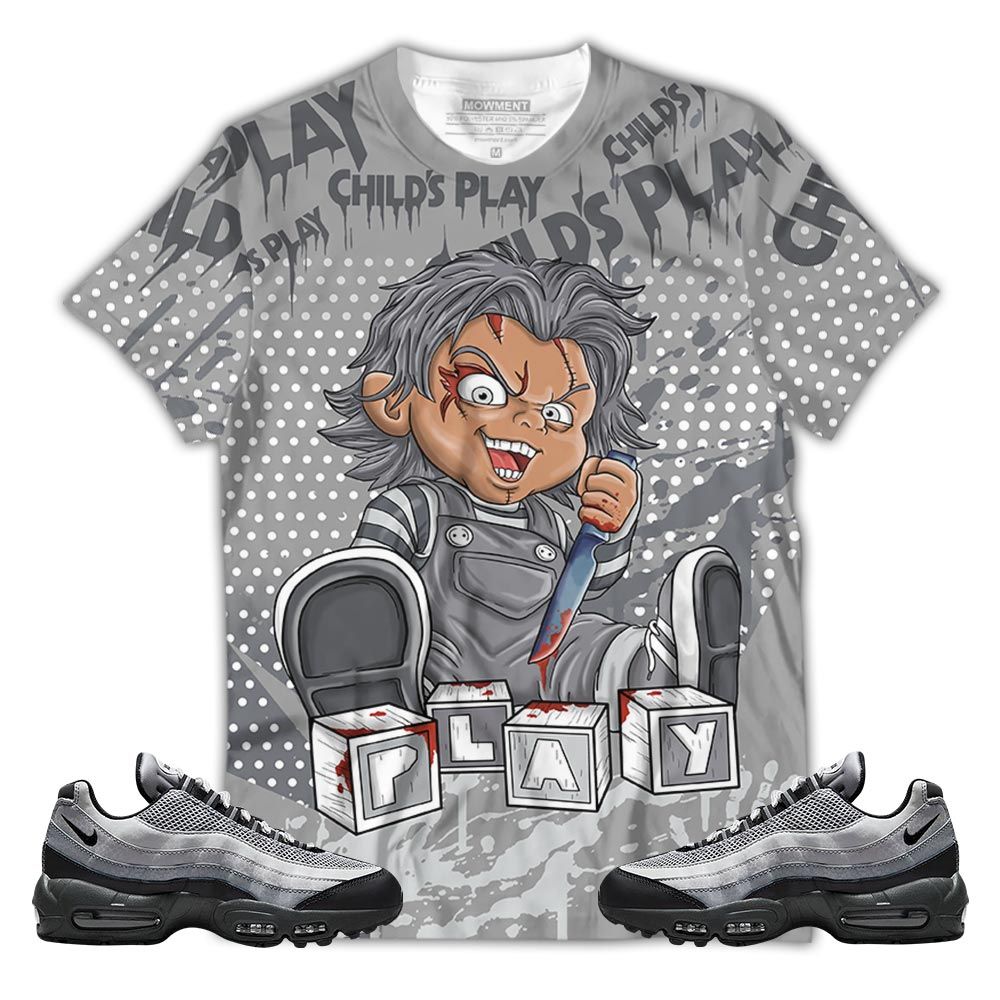 Chucky Play Horror Sneaker Shirt Match 95 Reflective Safari Grey, Air Max 95 Reflective Safari Hoodie Sweatshirt Tee All Over Print MKO Shirt
