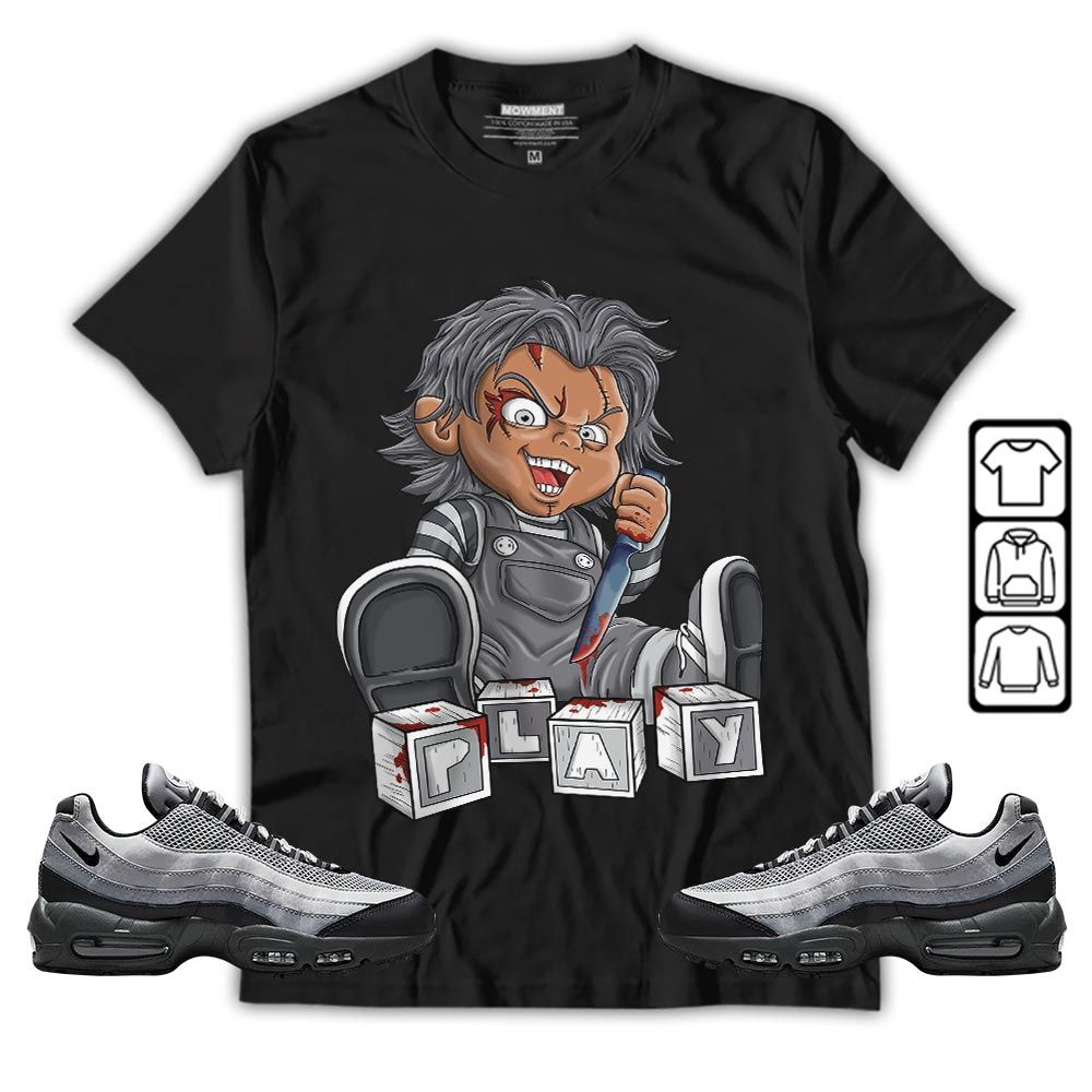 Chucky Play Horror Sneaker Shirt Match 95 Reflective Safari Grey, Air Max 95 Reflective Safari MKO T-Shirt