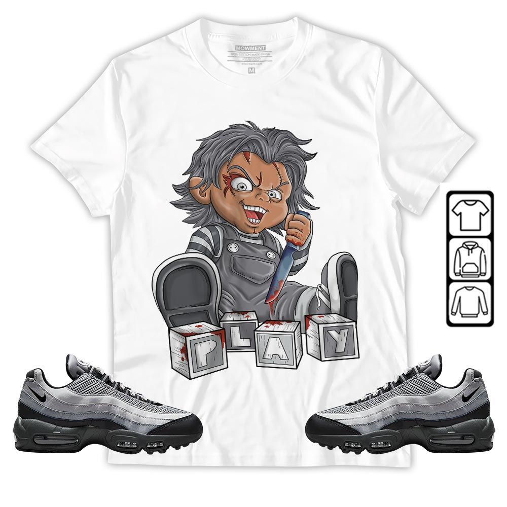 Chucky Play Horror Sneaker Shirt Match 95 Reflective Safari Grey, Air Max 95 Reflective Safari MKO T-Shirt