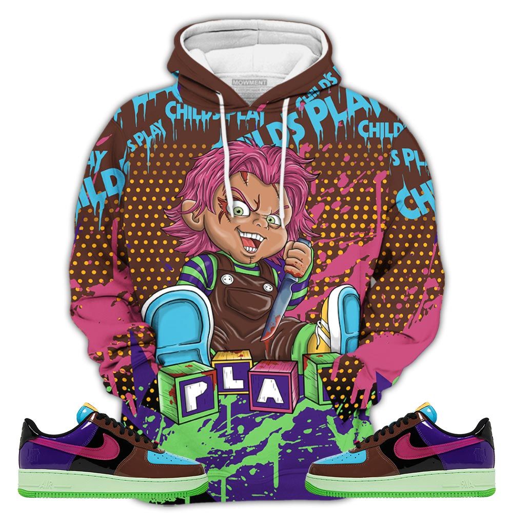 Chucky Play Horror Sneaker Shirt Match Af 1 Low Sp Pink Prime, Air Force 1 Undefeated Pink Prime Hoodie Sweatshirt Tee All Over Print MKO Shirt