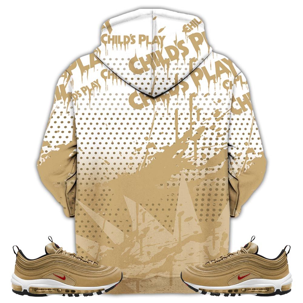 Chucky Play Horror Sneaker Shirt Match Air Max 97 Metallic Gold, Air Max 97 Gold Bullet Hoodie Sweatshirt Tee All Over Print MKO Shirt