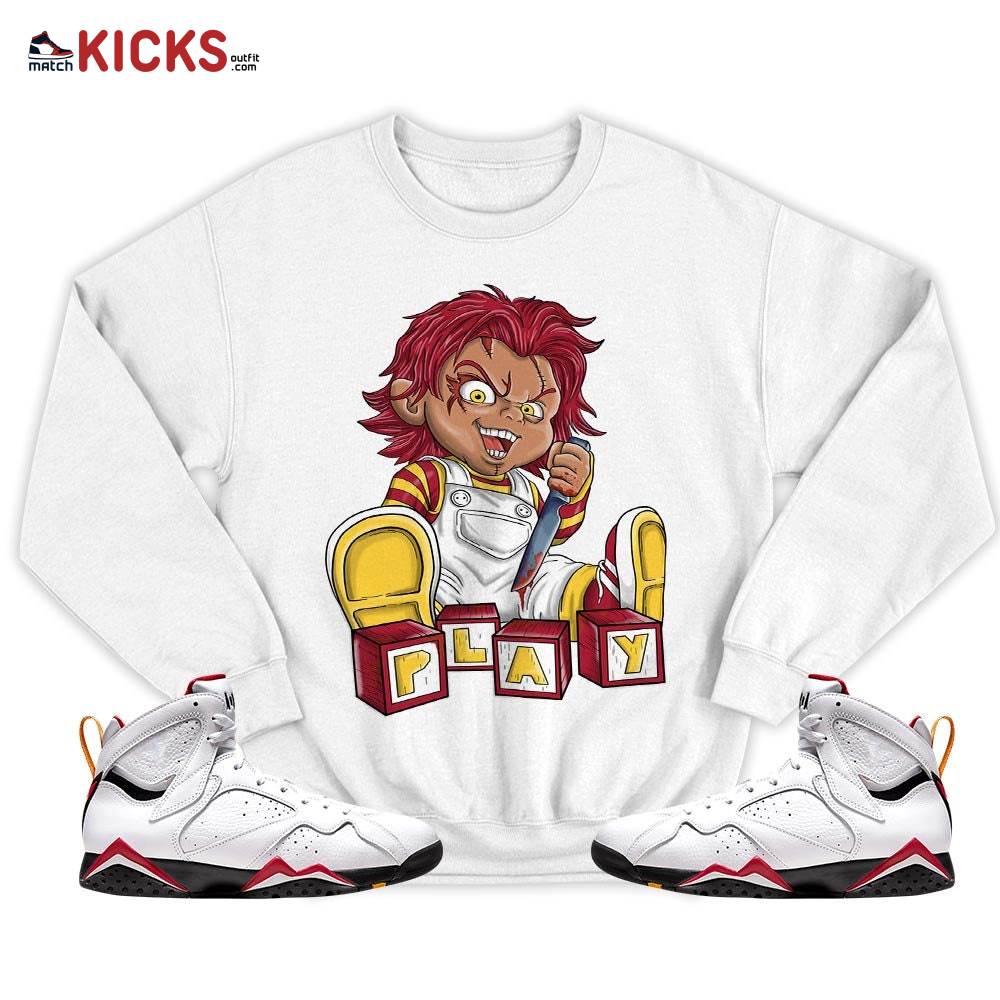 Chucky Play Horror Sneaker Shirt Match Cardinal 7s, Jordan 7 Retro Cardinal MKO T-Shirt Chucky Play Horror Sneaker Shirt Match Cardinal 7s, Jordan 7 Retro Cardinal MKO T-Shirt