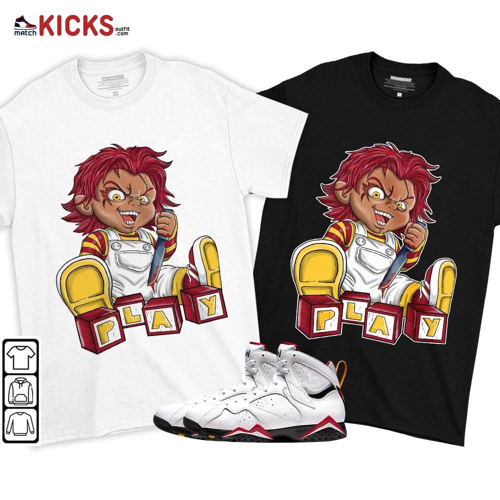 Chucky Play Horror Sneaker Shirt Match Cardinal 7s, Jordan 7 Retro Cardinal MKO T-Shirt Chucky Play Horror Sneaker Shirt Match Cardinal 7s, Jordan 7 Retro Cardinal MKO T-Shirt
