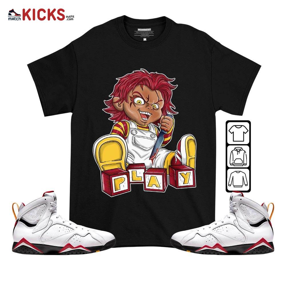 Chucky Play Horror Sneaker Shirt Match Cardinal 7s, Jordan 7 Retro Cardinal MKO T-Shirt