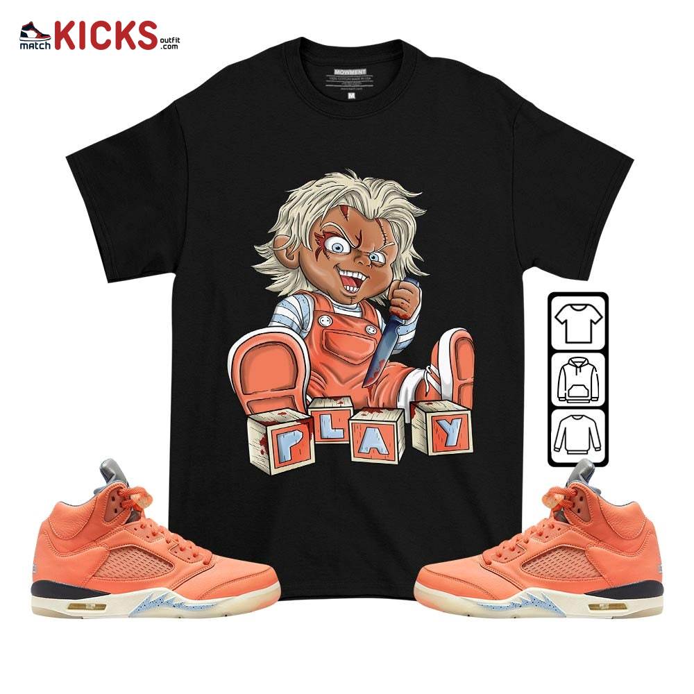 Chucky Play Horror Sneaker Shirt Match Crimson Bliss 5s, Jordan 5 DJ Khaled Crimson Bliss MKO T-Shirt