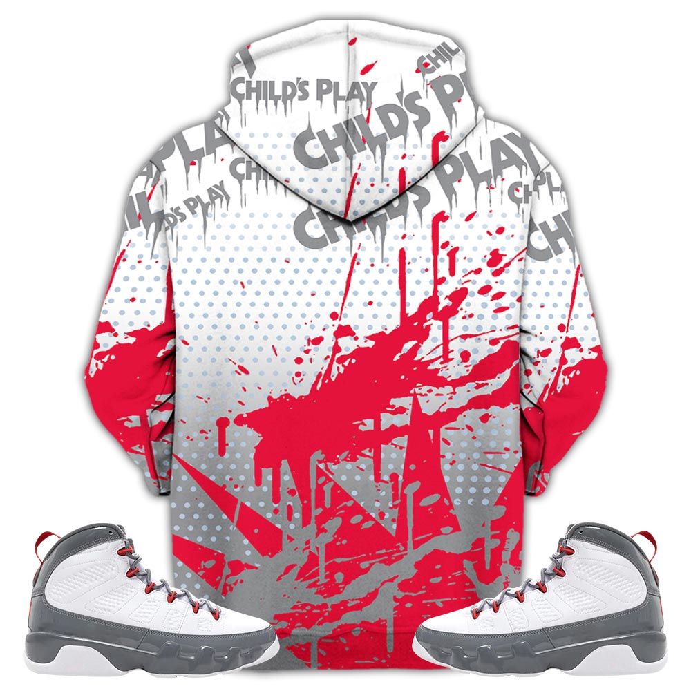 Chucky Play Horror Sneaker Shirt Match Fire Red 9S, Jordan 9 Retro Fire Red Hoodie Sweatshirt Tee All Over Print MKO Shirt
