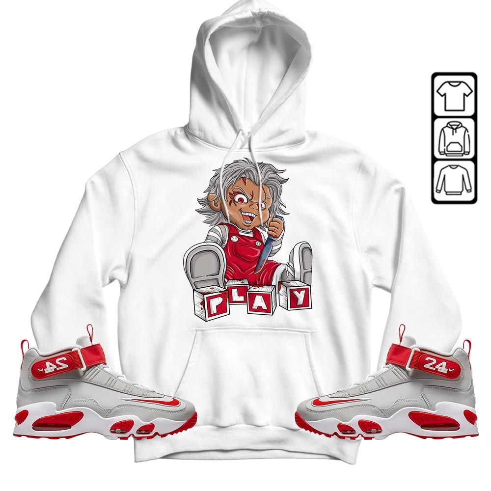 Chucky Play Horror Sneaker Shirt Match Griffey Max 1 University Reds, Air Griffey Max 1 Gray Reds MKO T-Shirt