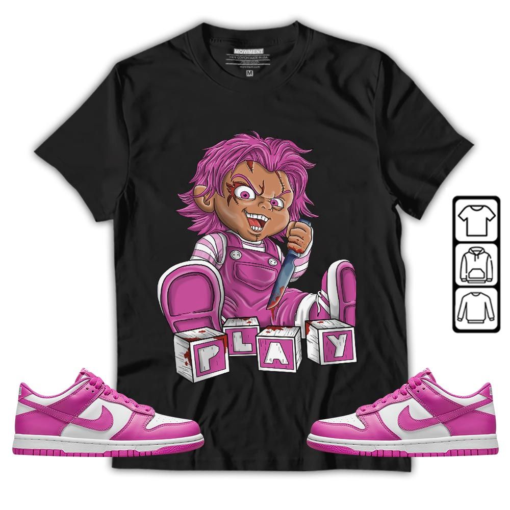 Chucky Play Horror Sneaker Shirt Match GS Active Fuchsia, Dunk Low Active Fuchsia MKO T-Shirt