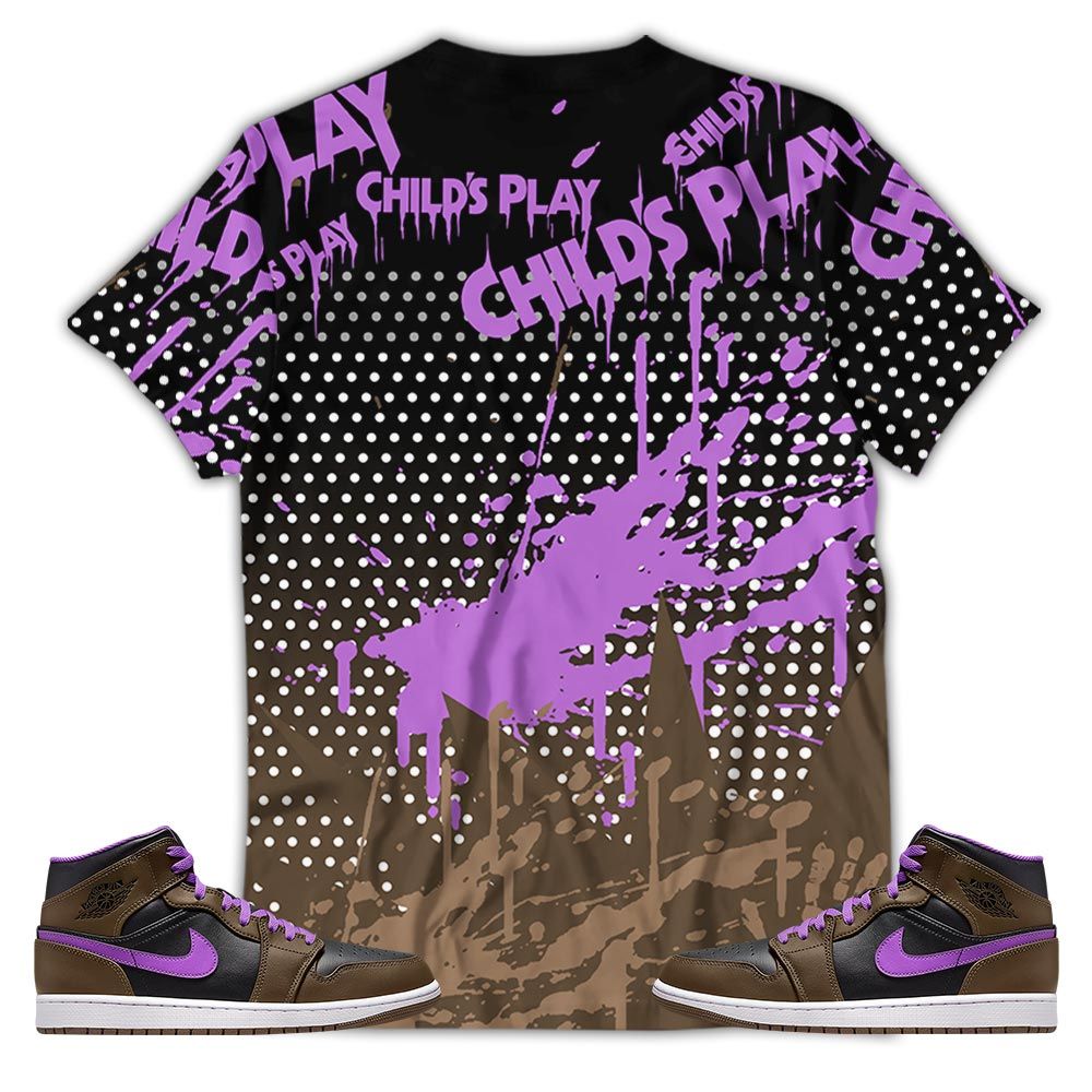 Chucky Play Horror Sneaker Shirt Match Jordan 1 Mid Palomino, Jordan 1 Mid Palomino Hoodie Sweatshirt Tee All Over Print MKO Shirt