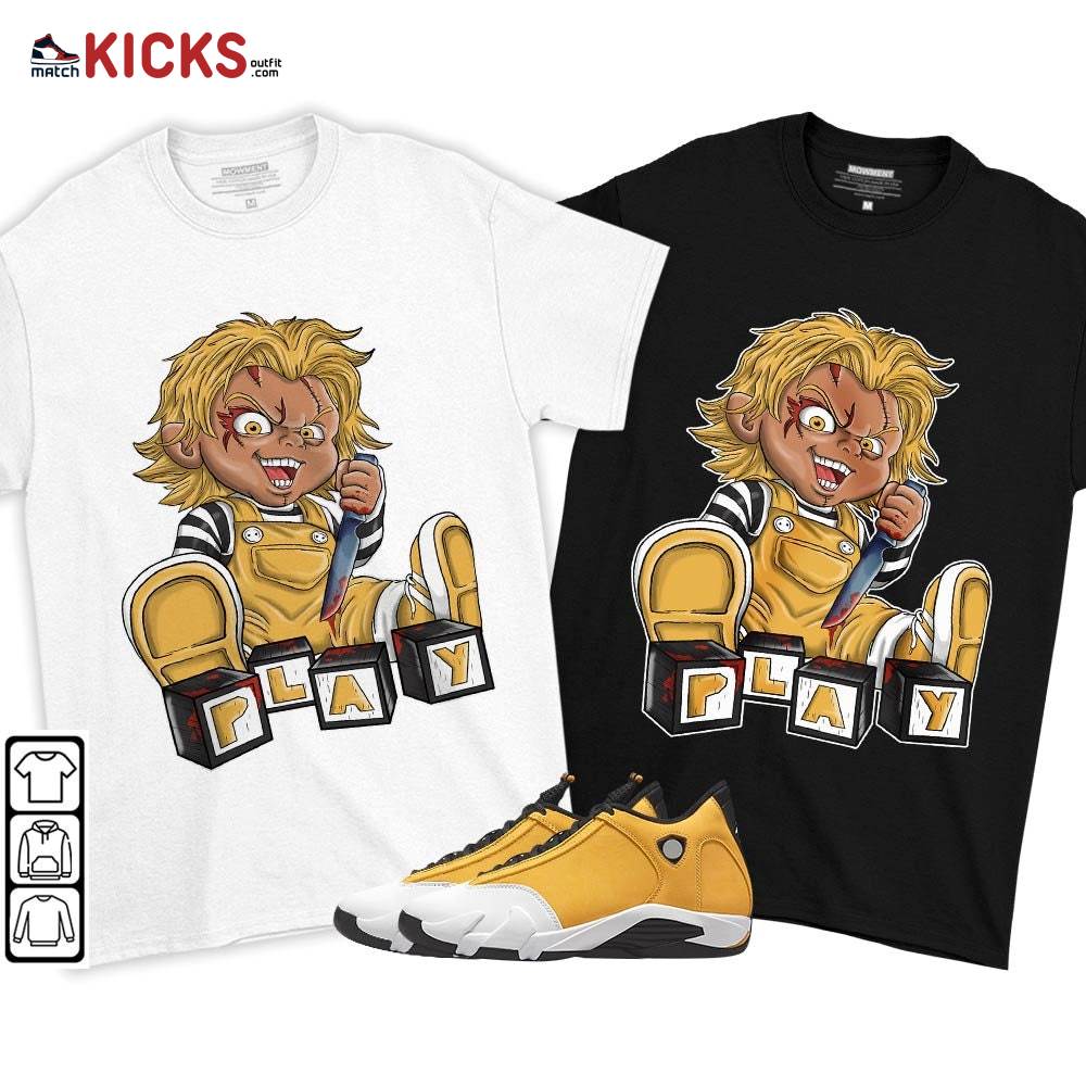 Chucky Play Horror Sneaker Shirt Match Light Ginger 14s, Jordan 14 Retro Light Ginger MKO T-Shirt Chucky Play Horror Sneaker Shirt Match Light Ginger 14s, Jordan 14 Retro Light Ginger MKO T-Shirt