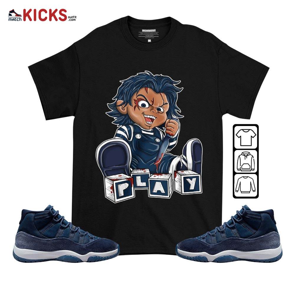 Chucky Play Horror Sneaker Shirt Match Midnight Navy 11s, Jordan 11 Retro Midnight Navy MKO T-Shirt