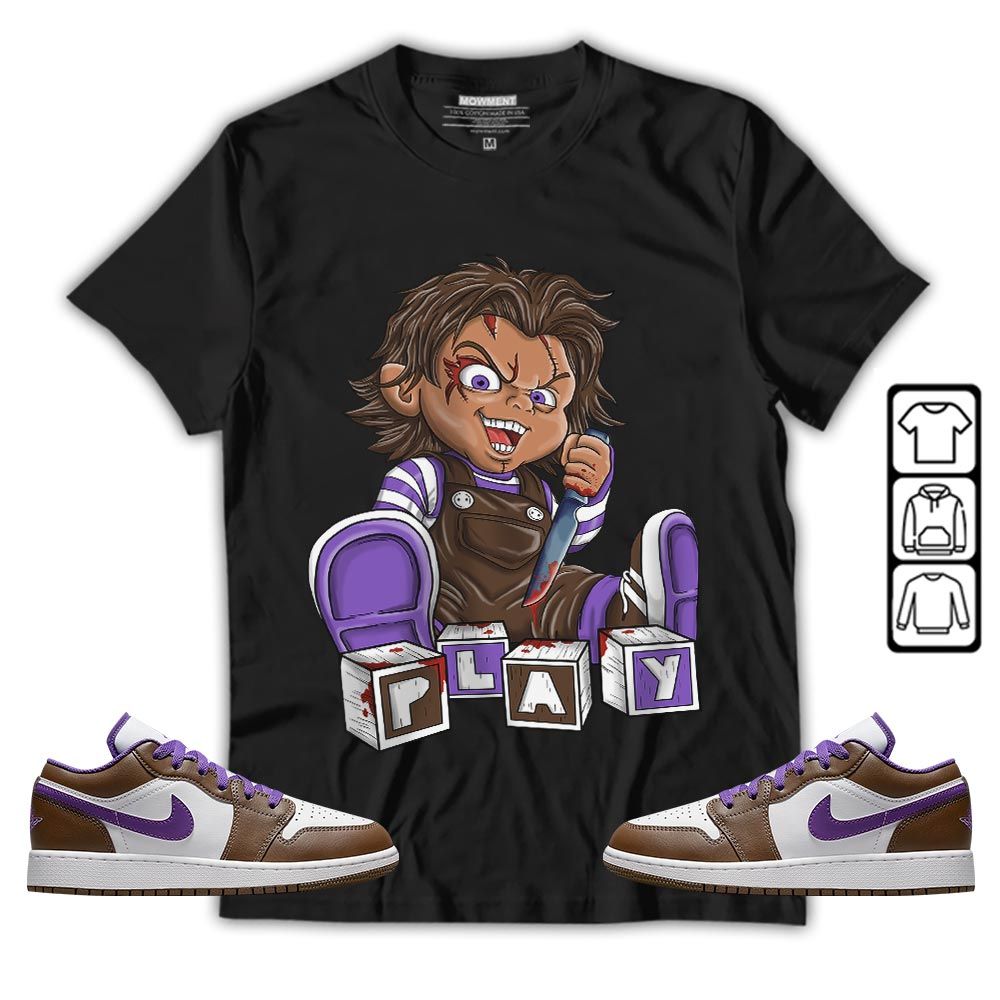 Chucky Play Horror Sneaker Shirt Match Purple Mocha 1s, Jordan 1 Low Purple Mocha MKO T-Shirt Chucky Play Horror Sneaker Shirt Match Purple Mocha 1s, Jordan 1 Low Purple Mocha MKO T-Shirt